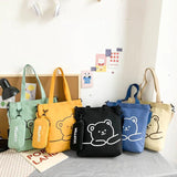 Girls Canvas Bear Print Shoulder Bag for Teen