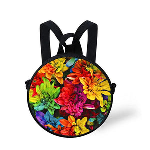 Floral Prints Kids Round Bag Adjustable Shoulder Bag for Children