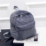 Teenagers Corduroy Backpack Solid Colors Preppy Style School Travel Bag