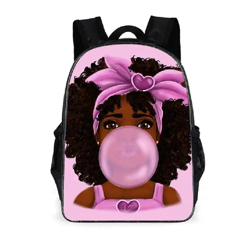 Harajuku Notebook Backpack African Girl 3D Print Waterproof School Bag