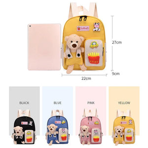 Bear Canvas School Bags For Kids Girls Kindergarten Children Backpacks