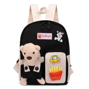 Bear Canvas School Bags For Kids Girls Kindergarten Children Backpacks