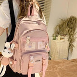 Pastel Teddy Bear Backpack Girl Candy Colors High School Bag