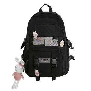 Pastel Teddy Bear Backpack Girl Candy Colors High School Bag