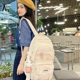 Pastel Teddy Bear Backpack Girl Candy Colors High School Bag