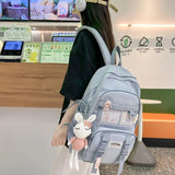 Pastel Teddy Bear Backpack Girl Candy Colors High School Bag