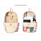 3-Piece Student Schoolbag Female Polyester Printing Backpack