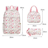 3-Piece Student Schoolbag Female Polyester Printing Backpack