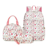 3-Piece Student Schoolbag Female Polyester Printing Backpack