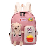 Bear Pendant Schoolbag For Kids Cartoon Backpack Children Load Reducing Backpack