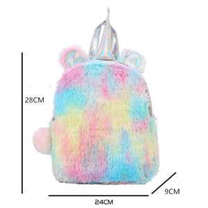 Kawayi Silver Unicorn Plush Backpack for Girls