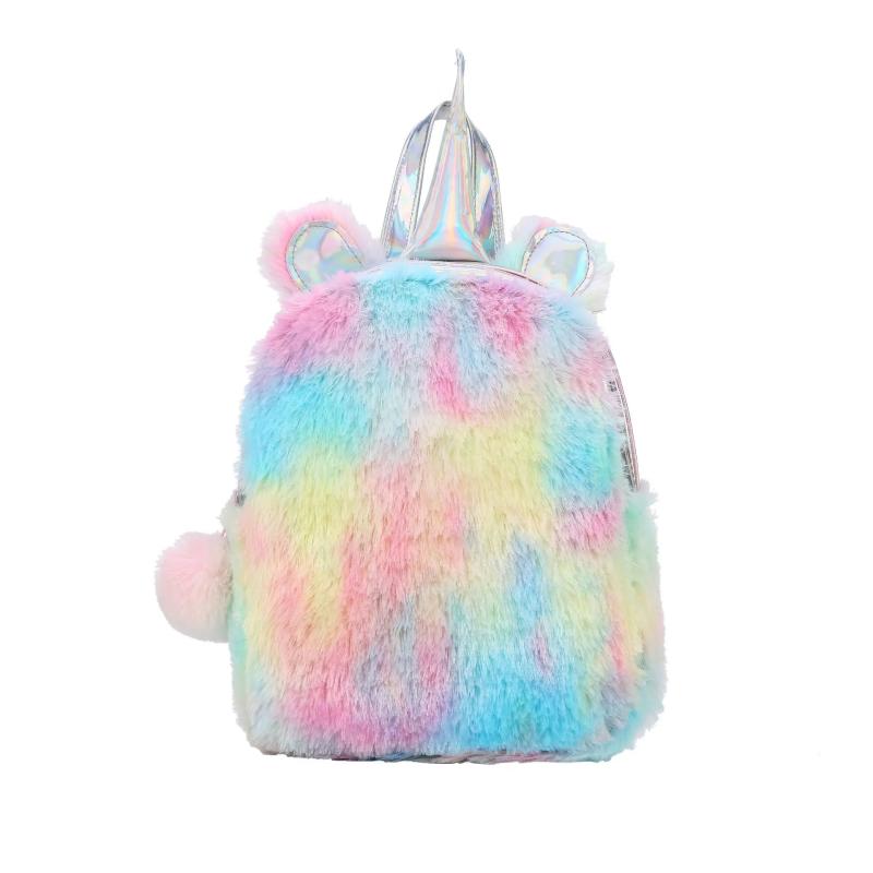Kawayi Silver Unicorn Plush Backpack for Girls
