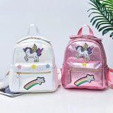Girls Backpack PU Laser Sequin School Book Bag Unicorn Holographic Knapsack