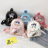 Girls Backpack PU Laser Sequin School Book Bag Unicorn Holographic Knapsack