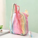 Pink Bow Schoolbag For Girls Princess Rainbow Wings Laser Backpack