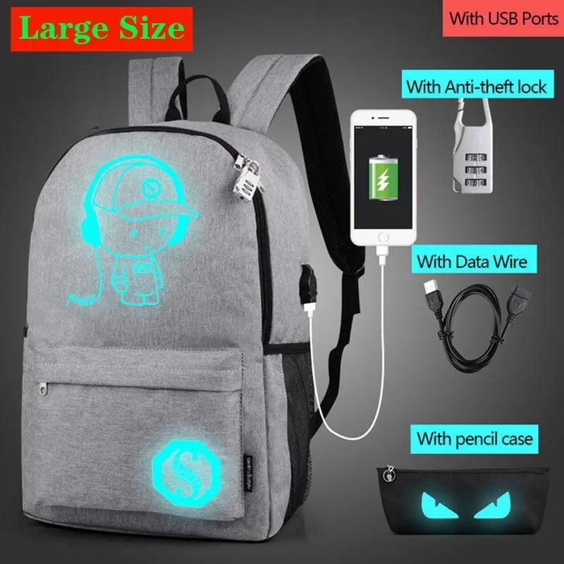 Boy Student Daypack with USB Charging Port and Lock