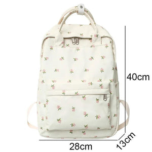 Spring Tulips Floral School Backpack Large Capacity