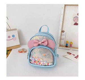 Girls' Jelly Backpack with Sequined Bow