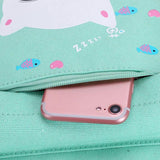 Cartoon Cat Canvas School Backpack Set for Girls