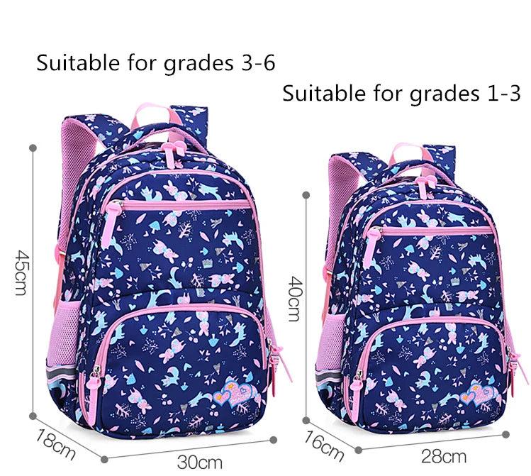 Flower Cartoon Printing School Bags for Girls Children Orthopedics School Backpa