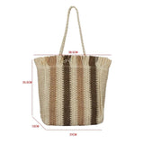 Striped Beach Straw Bag Large Capacity Shoulder Bag for Women