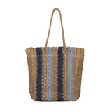 Striped Beach Straw Bag Large Capacity Shoulder Bag for Women