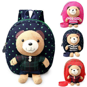 Anti Lost Baby Backpack Kindergarten School Bag with Cartoon Bear Doll