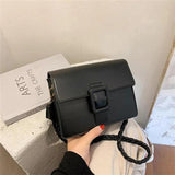 Women's Shoulder Bag Lock Twist Braid Square Bag