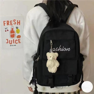 Unisex Harajuku Large-capacity Backpack with Bear Pendant