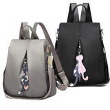 Nylon Backpack Large Daypack for Women Bagpack with Cat Pendant