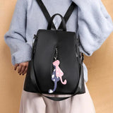 Nylon Backpack Large Daypack for Women Bagpack with Cat Pendant