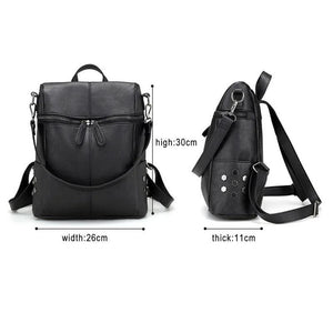 Waterproof Leather Backpack Women Purses Zipper Female Casual