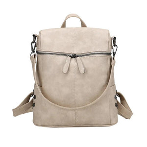 Waterproof Leather Backpack Women Purses Zipper Female Casual