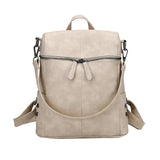 Waterproof Leather Backpack Women Purses Zipper Female Casual