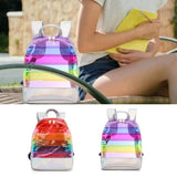 Rainbow Stripe Laser Backpack PVC Transparent Contrast Large-Capacity School Bag