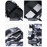 Student Backpack Ink Print Backpack with Charging Port