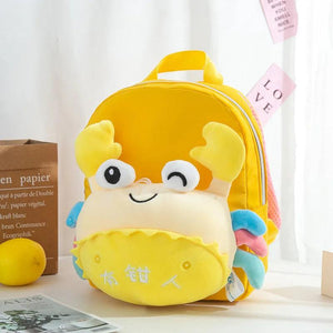 3D Crab Plush Toy Children Backpack, Kindergarten School Bag, 10 Inch Kids Boo