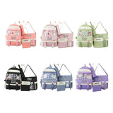4Pcs Waterproof Nylon Backpack Girl School Bag Lovely Pendant Pin Mini Backpack
