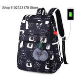 Cat School Backpack for Girls Bag Pack School Bags Female