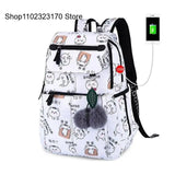 Cat School Backpack for Girls Bag Pack School Bags Female