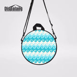 Small 3D Children School Bag For Girls Round Shoulder Bag Wave Striped Schoolbag