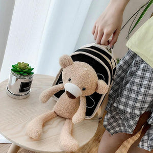 Cartoon Bear Kids School Bags Canvas Backpack