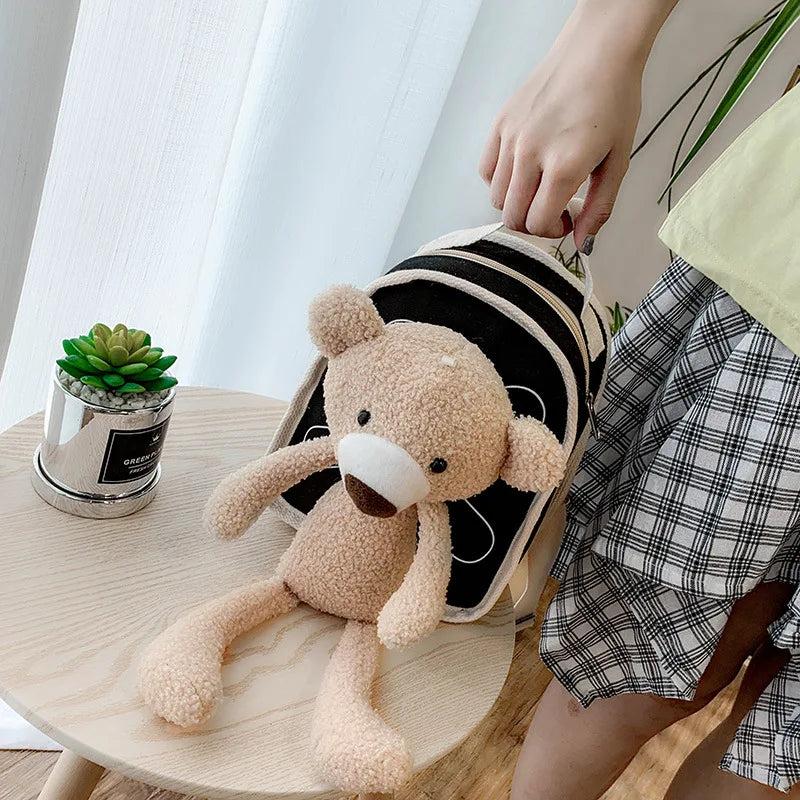 Cartoon Bear Kids School Bags Canvas Backpack