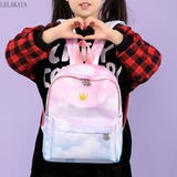 Cartoon Crown Gradient Backpack School Bags for Boys Girls Kids