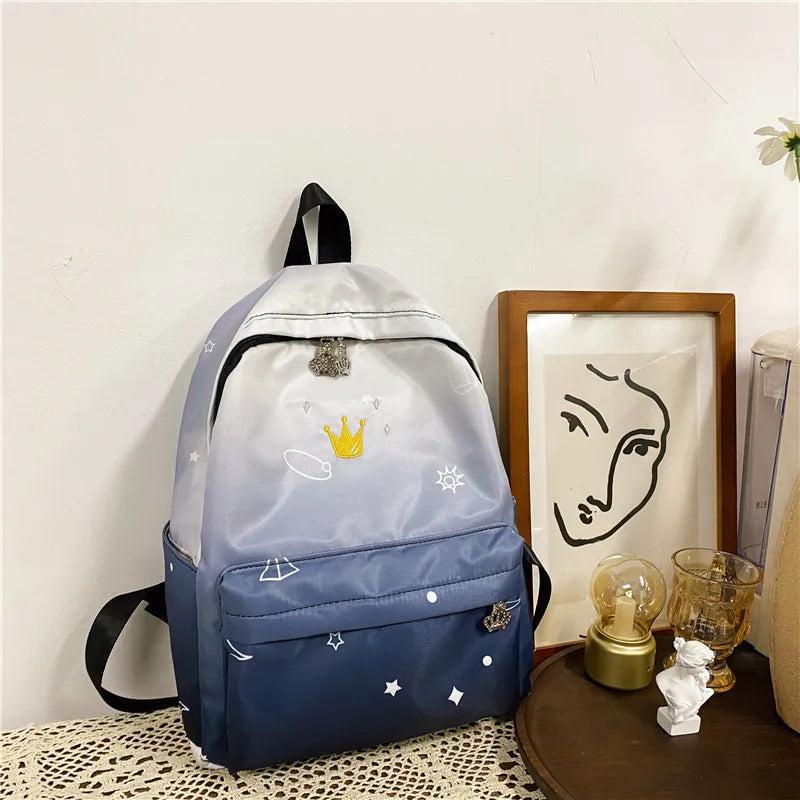 Cartoon Crown Gradient Backpack School Bags for Boys Girls Kids