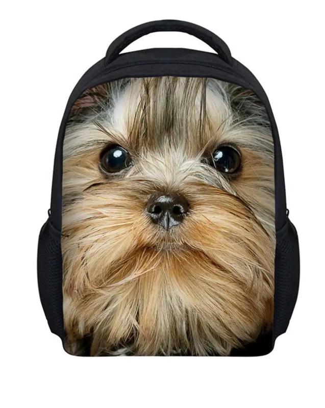 12in Kids Backpack Poker Face Dog Print Kindergarten School Bag