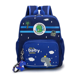 Dino Print Baby Boys Backpack Kindergarten Schoolbag with Pendant