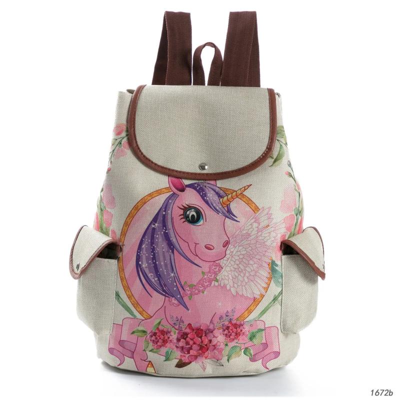 Girls' Unicorn Printed Drawstring Backpack