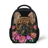 Kids Schoolbag Bulldog Flower Print Mini Bookbags Small Book Bag