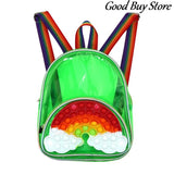 Transparent Fidget Backpack Kids Schoolbags Rainbow Bookbag 3D Bubble Backpack